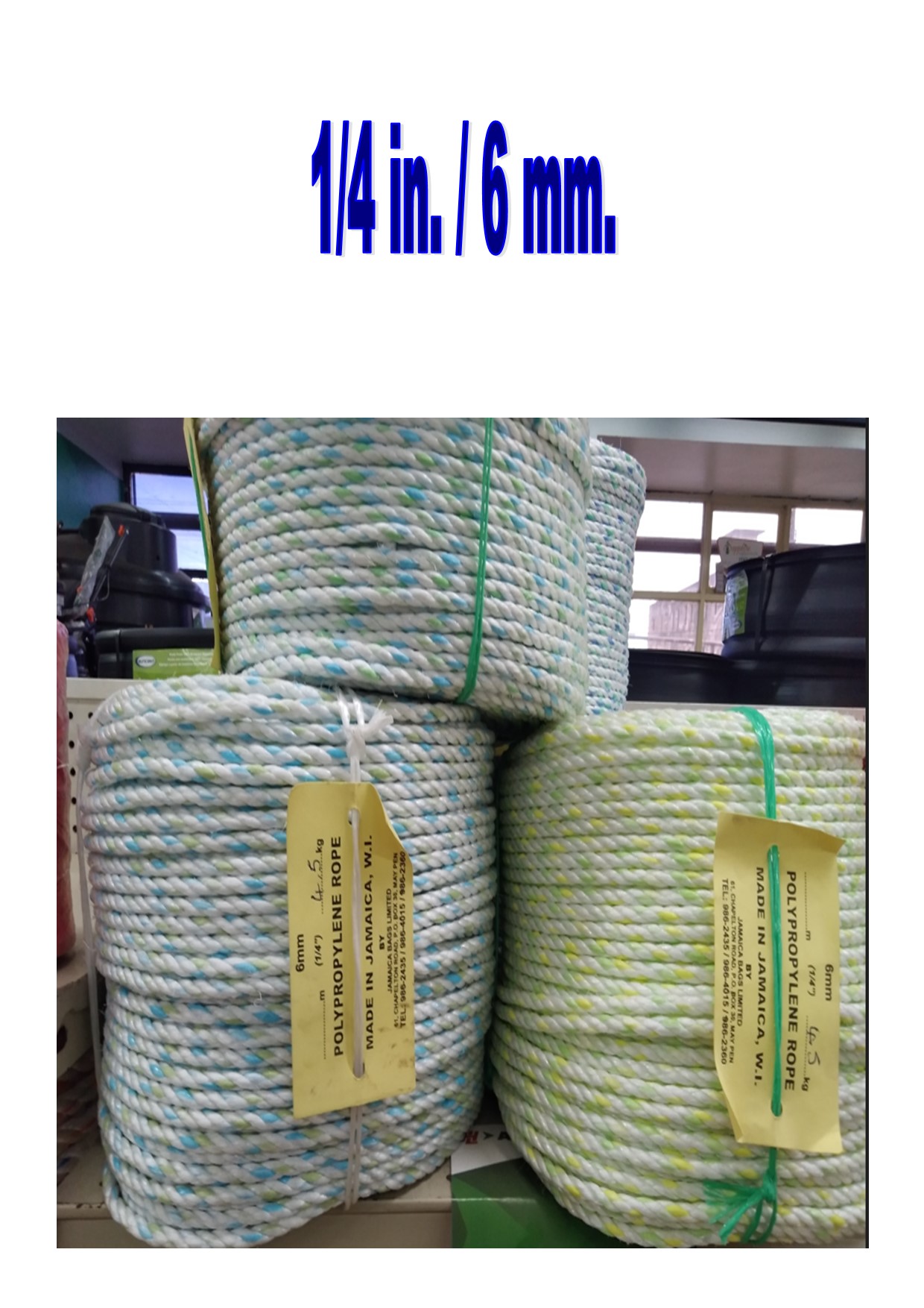 Mix Colour 1/4 in. Twisted Polypropylene Rope Sold Per Kilogram