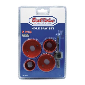 5 pc. Hole Saw Set Mandrel, Hole Saw: 1 pc. 1-1/4 in.1pc. 1-1/2 in.1 pc ...